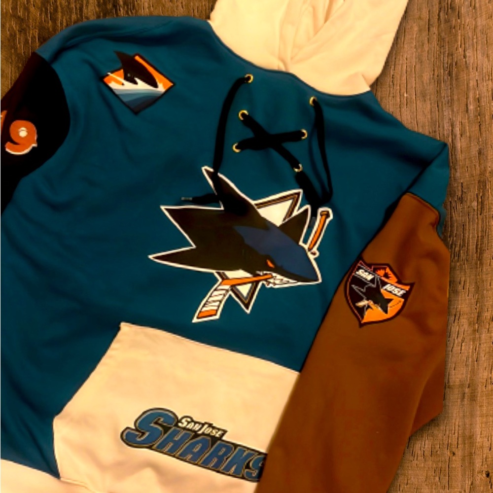 Large Ikonic San Jose Sharks hockey jersey hoodie